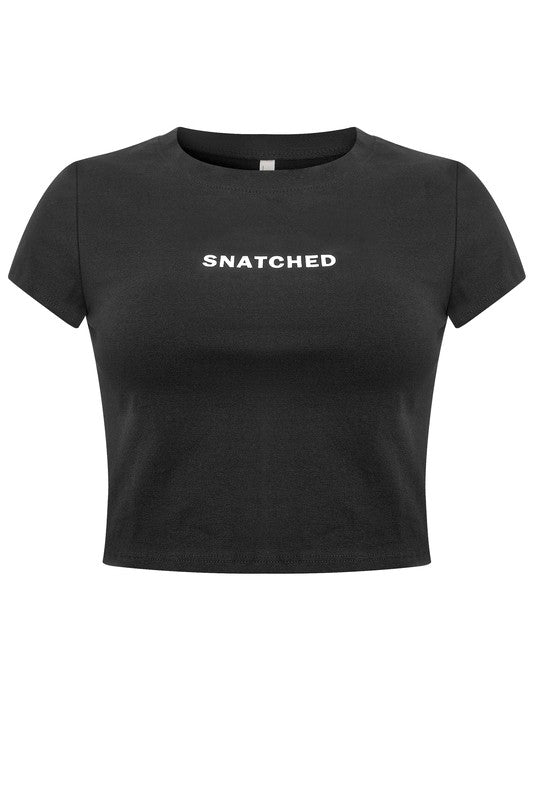Snatched Graphic Crop Tee - Black