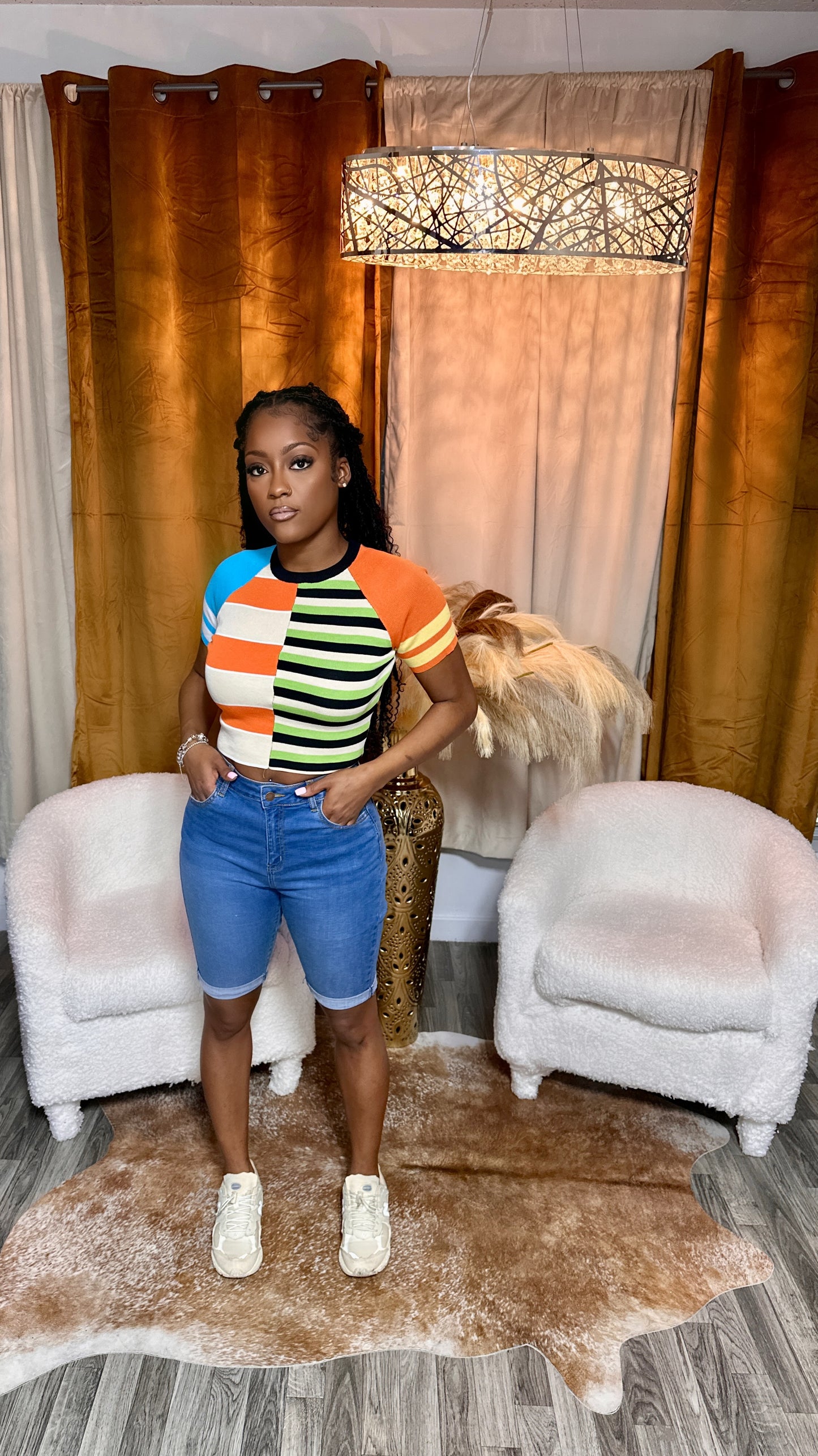 High Waist Denim Short - Medium Denim