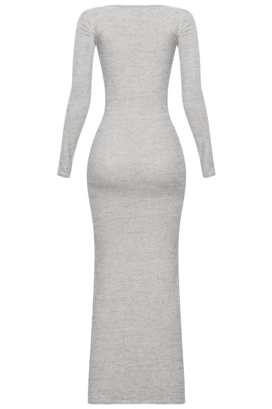 Me Time Ribbed Maxi Dress - Grey