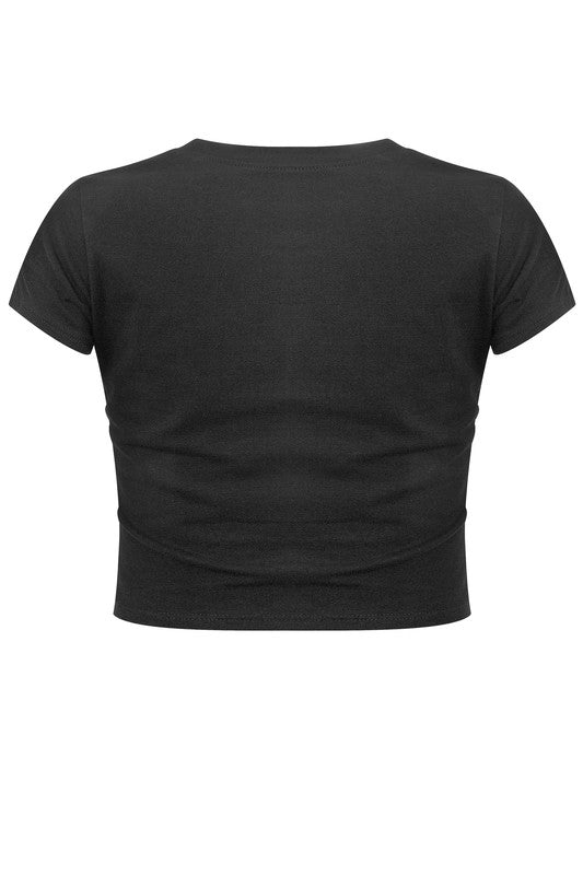 Snatched Graphic Crop Tee - Black
