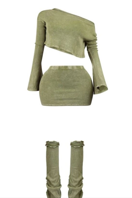 Show N Tell Skirt Set - Olive