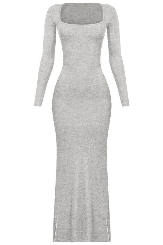 Me Time Ribbed Maxi Dress - Grey