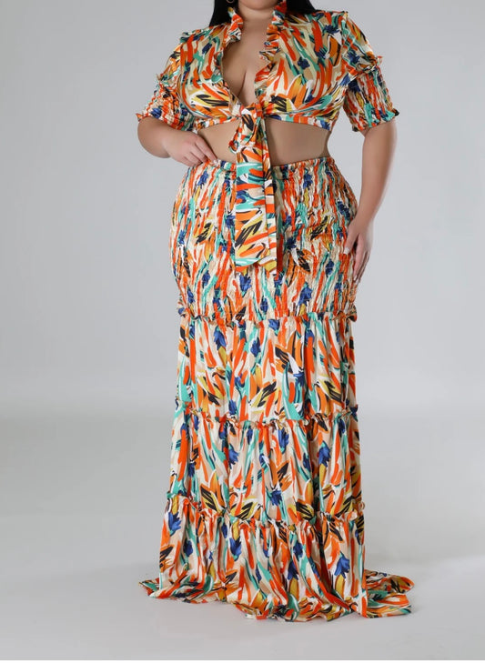 Ruffles & Runches Skirt Set