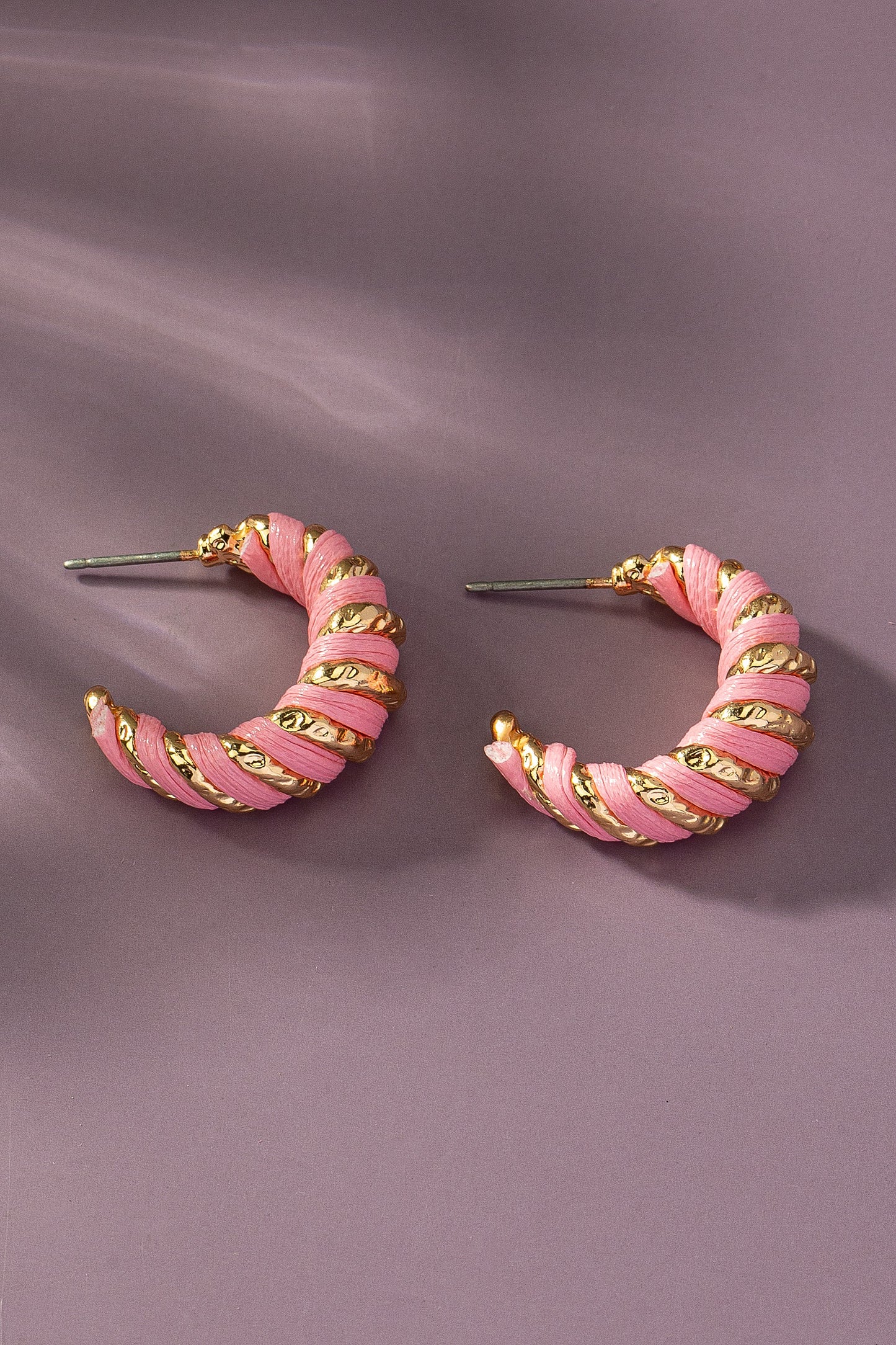 Wrapped in Leather Earring - Pink