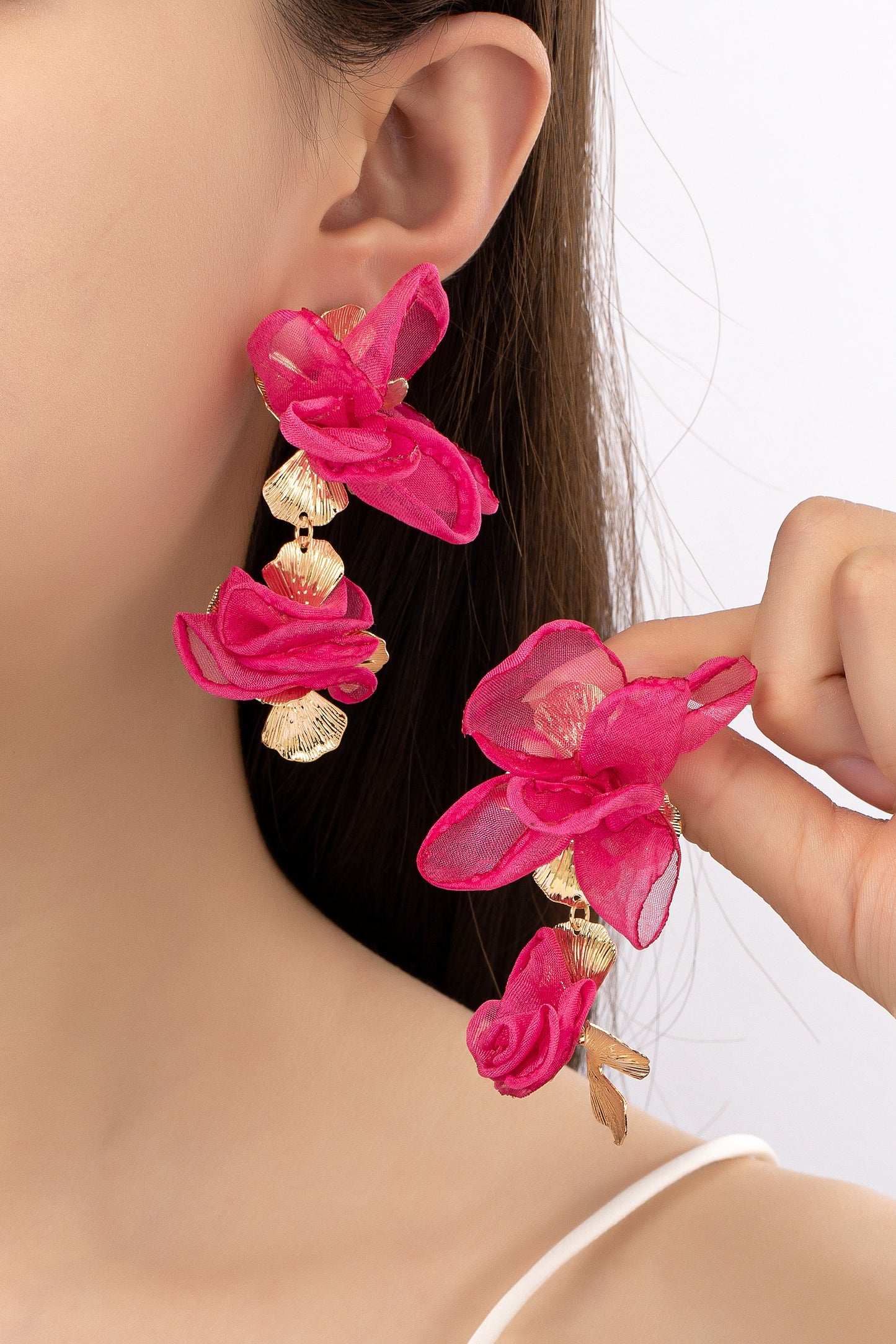 Drop of Chiffon Earring - Pink
