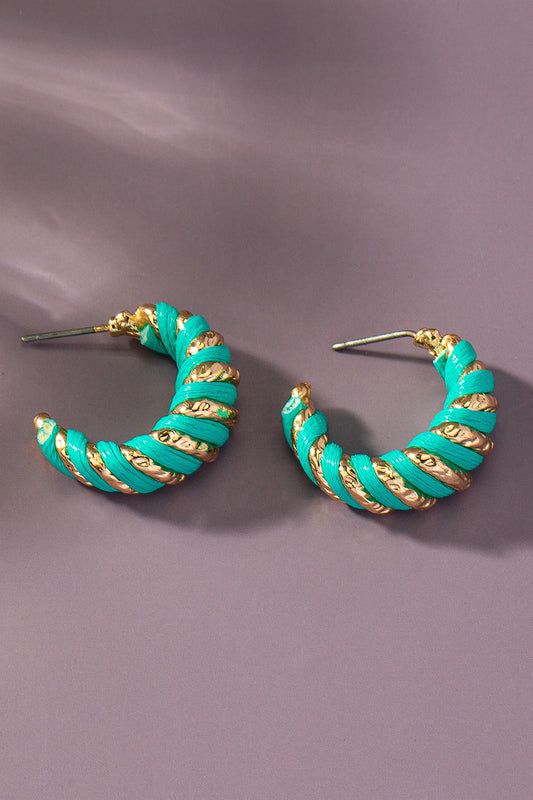 Wrapped in Leather Earring - Turquoise