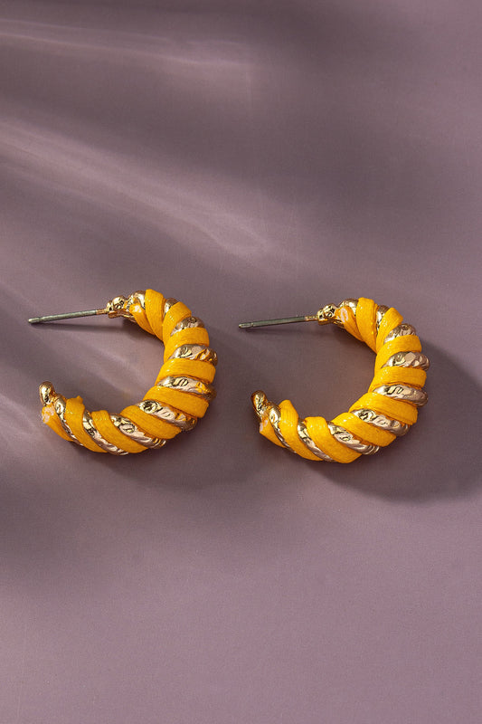Wrapped in Leather Earring - Mustard