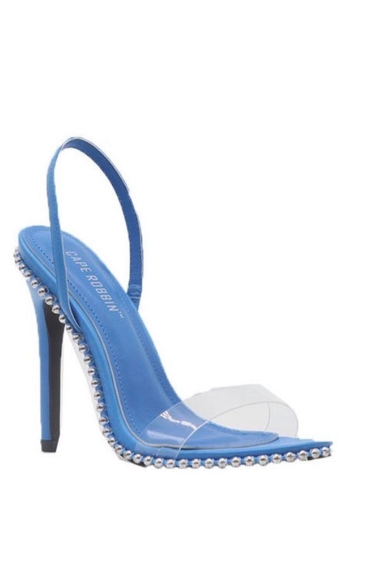 Baby Blue Studded Strap High Heel